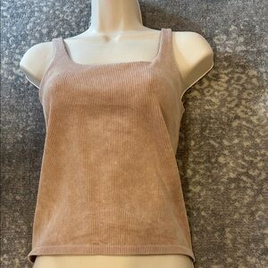 AVEC LES FILLED Women's Ribbed Tan Top WITH BUILT IN BRA size XS/S NWT